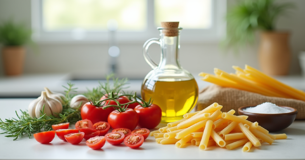 ingredients for roasted tomato pasta