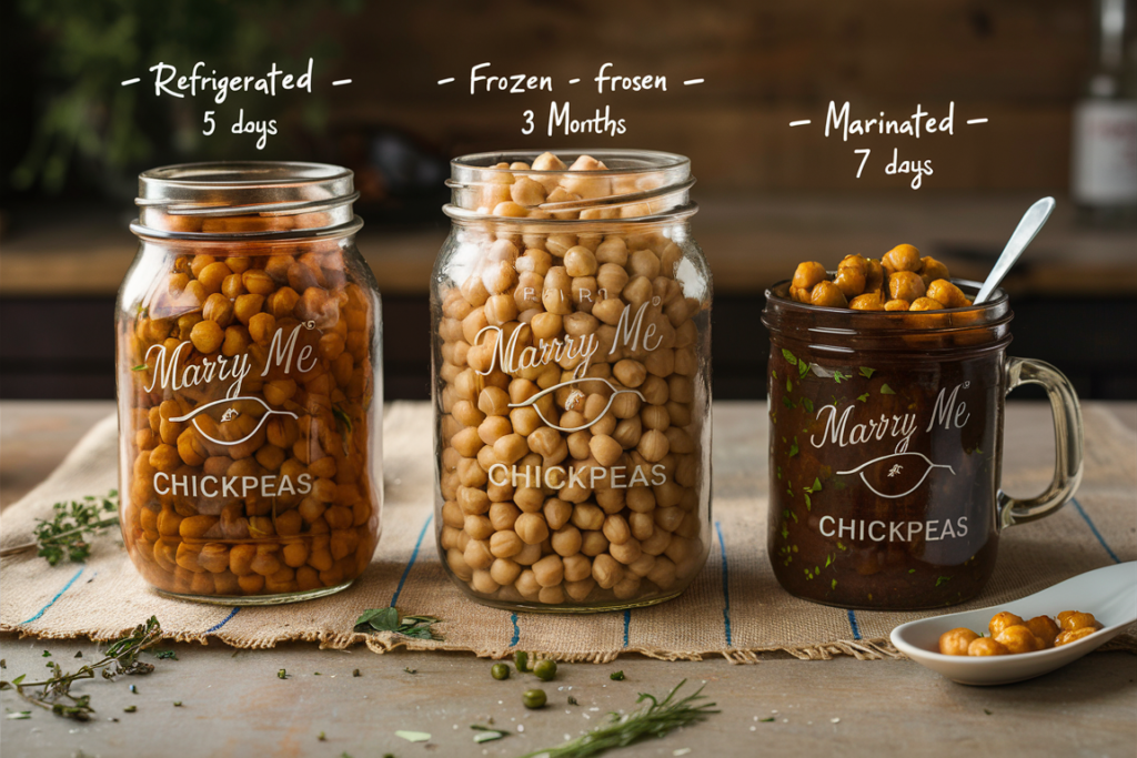 Marry Me Chickpeas stored in mason jars for meal prep convenience