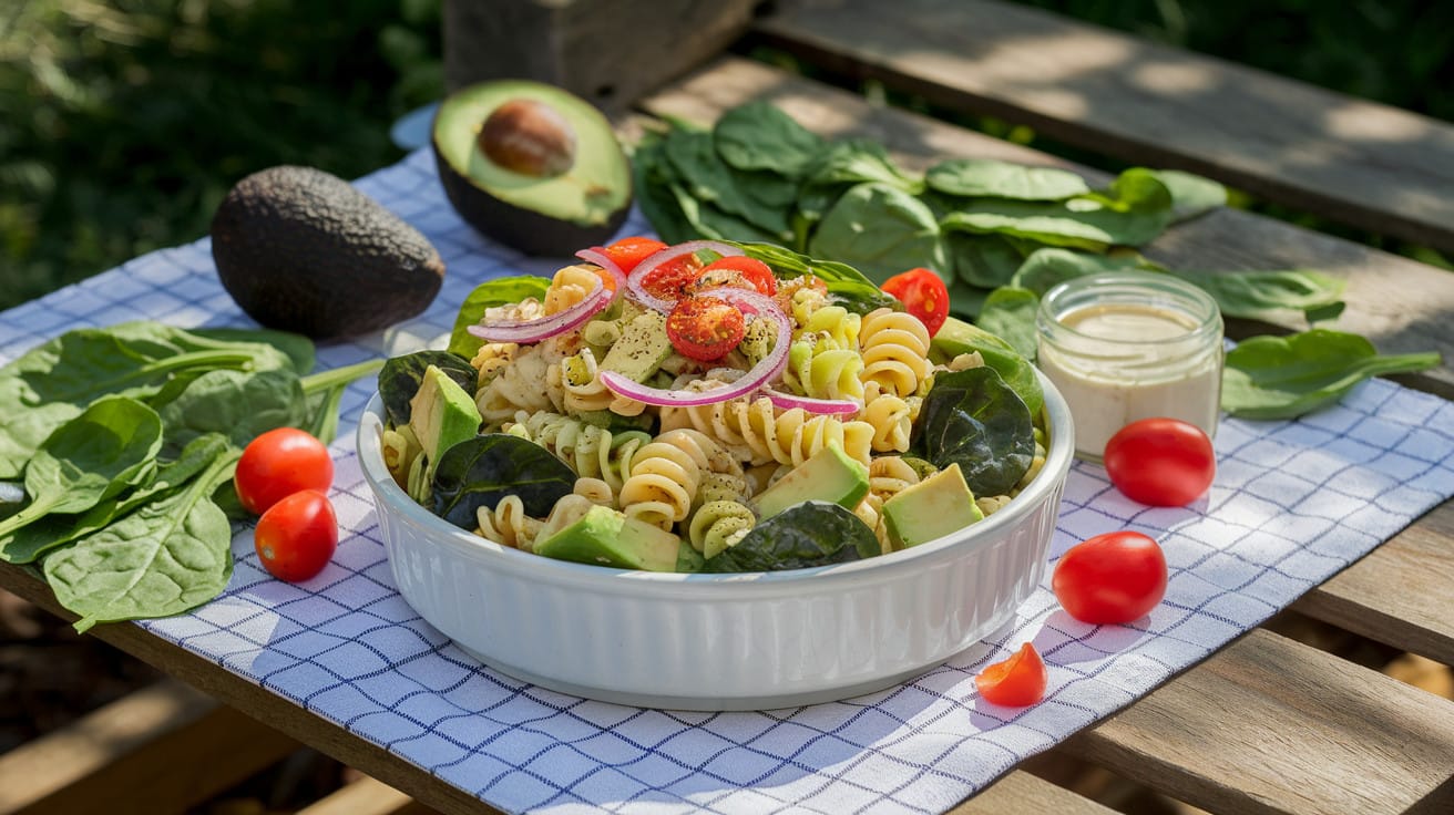 Creamy Avocado and Spinach Pasta Salad