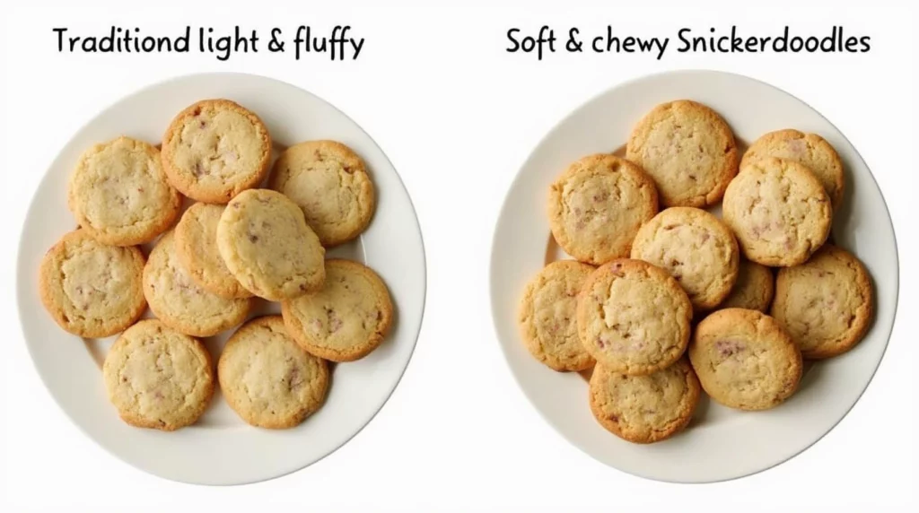 Comparison of traditional snickerdoodles and modified recipe cookies without cream of tartar.