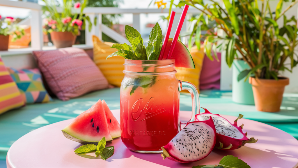 watermelon and dragon fruit juice