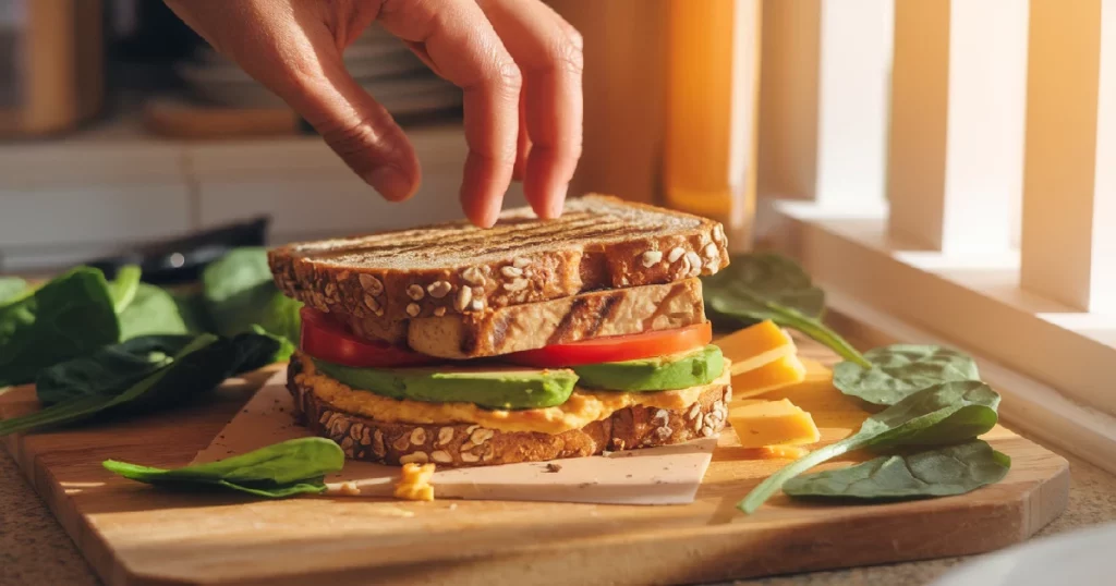 Assembling Your Vegan Breakfast Sandwich