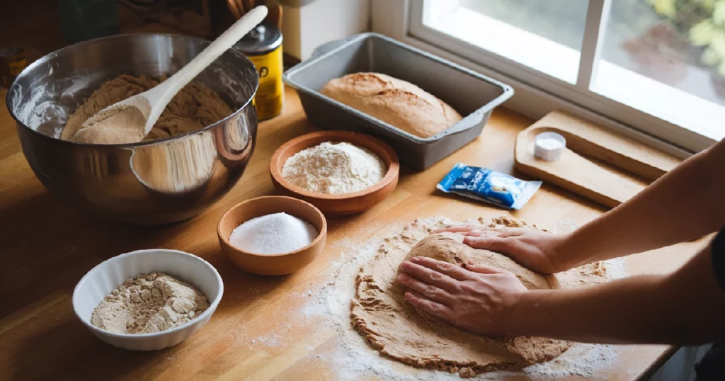 Step-by-step vegan bread making process